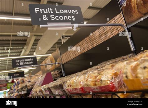 Fruit Loaves And Scones For Sale In The Bakery Department Of An Asda