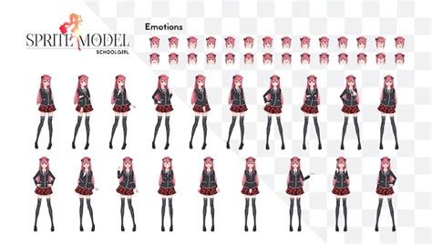 Premium Vector Set Of Emotions Sprite Full Length Character For Game Visual Novel Anime