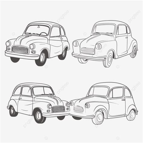 Classic Vintage Cars Vector Illustrations Isolated On White Clv Image ...