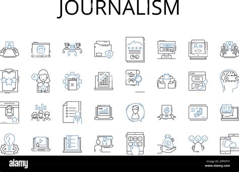 Journalism Line Icons Collection News Writing Press Coverage