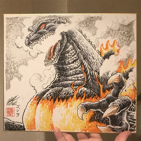 Burning Godzilla Drawing