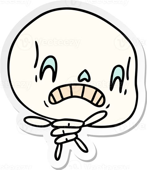 Sticker Cartoon Of Spooky Kawaii Skeleton 45278354 Png