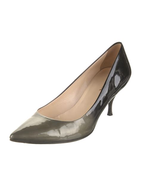 Prada Patent Leather Peep Toe Pumps Black Pumps Shoes PRA153025