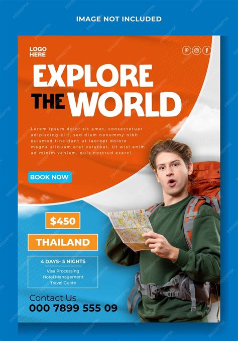 Premium Vector Creative Travel Ads Promotional Flyer Template Design