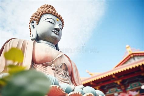 Gran Estatua De Buddha En Un Templo Budista Al Aire Libre Foto De