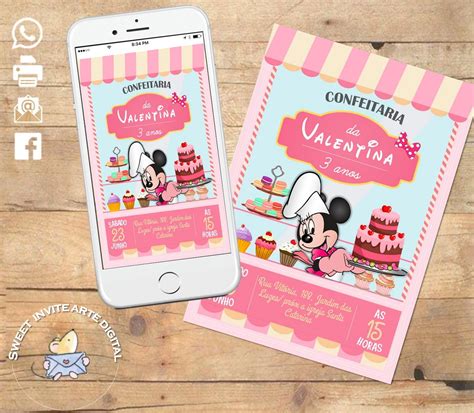 Convite Digital Confeitaria Da Minnie Brinde Elo