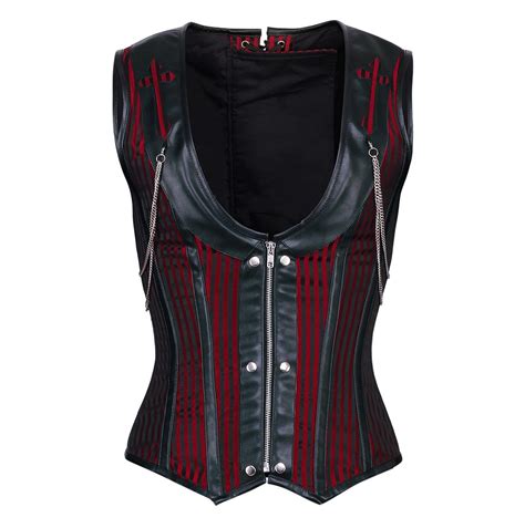 Men S Red And Black Striped Corset Vest