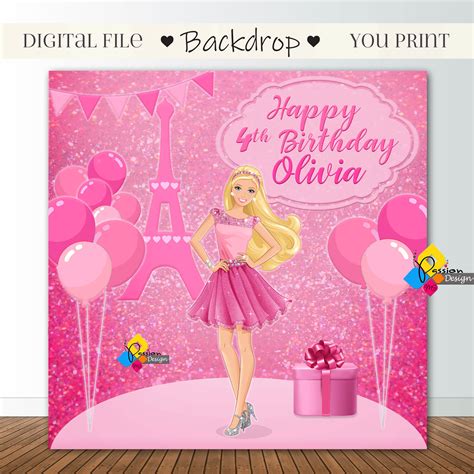 Printable Barbie Backdrop Barbie Birthday Party Decoration Etsy