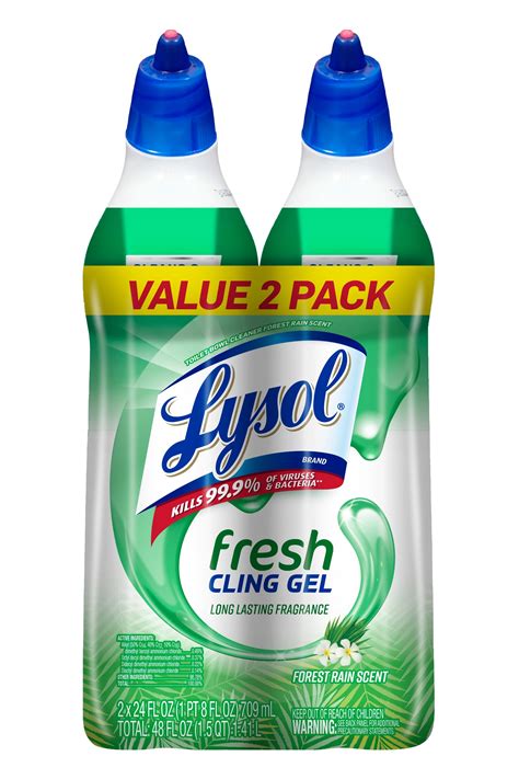 Lysol Toilet Bowl Cleaner Gel For Cleaning And Disinfecting Stain Removal Forest Rain Scent