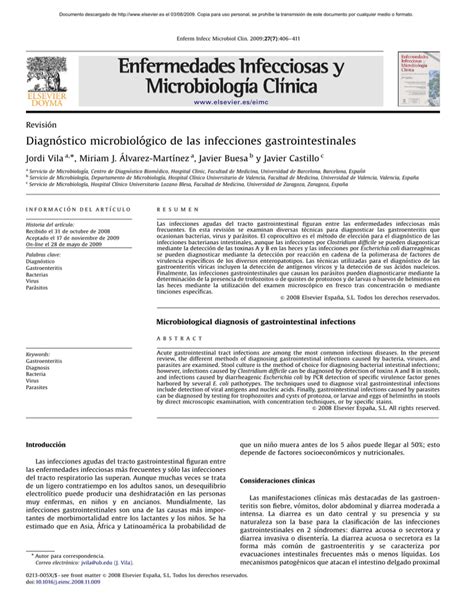 Diagnostico Microbiologico De Las Infecciones Gastrointestinales