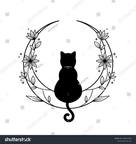 Cat And Moon Silhouette Tattoo