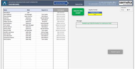 Automatic Org Chart Generator [Advanced Version] - Excel Template