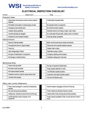 Electrical Checklist In Excel Format Fill Online Printable Fillable