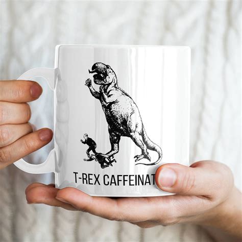 Trex Coffee Mug Funny Dinosaur Coffee Mug Of Trex Eating Etsy