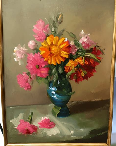 Vintage Oil Painting Flowers · Creative Fabrica