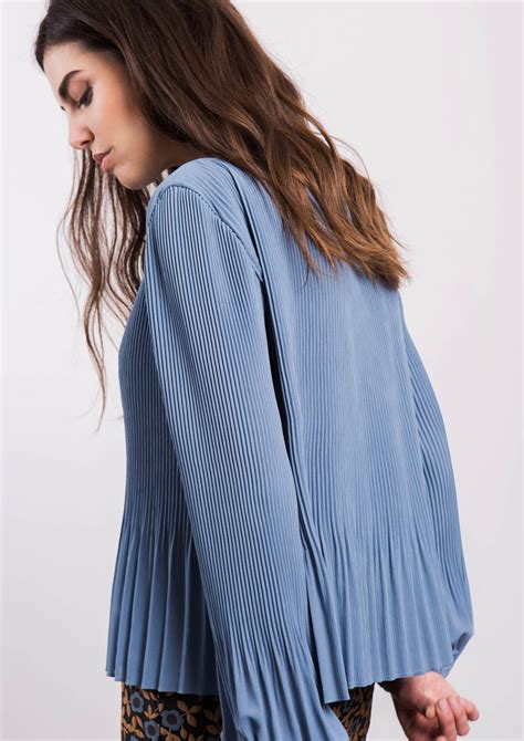 Blue pleated blouse