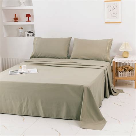 Silk Stain Sheets Set Deep Pocket Queen Sheets 4 Pieces With 2 Pillow Case Ivory Seasonwood