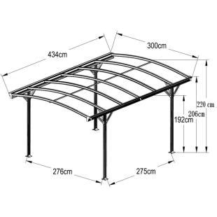 Abri Voiture 2 Poteaux 3X5m Gris Anthracite CP111N Bouvara Pergolas