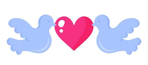 Premium Vector Two Doves With A Heart Wedding And Valentine Day