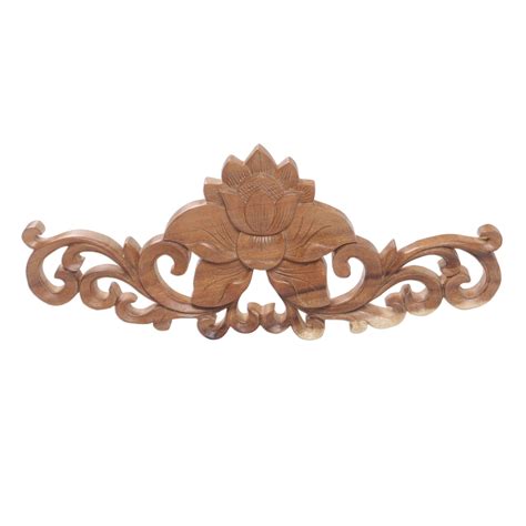 Unicef Market Suar Wood Lotus Flower Relief Panel From Bali Lotus Vine