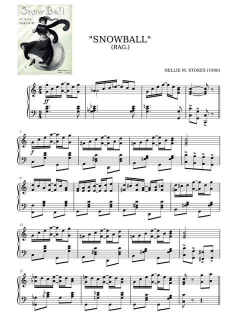 Snowball By Nellie M Stokes 1906 Sheet Music For Piano Solo