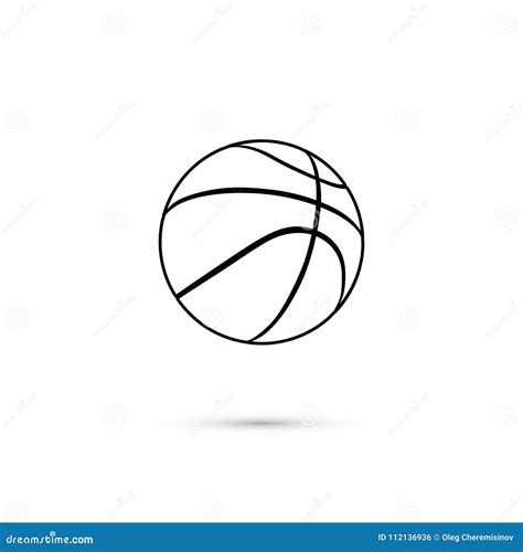 Vector A Linha Preta Cone Da Bola Do Basquetebol Isolado No Fundo