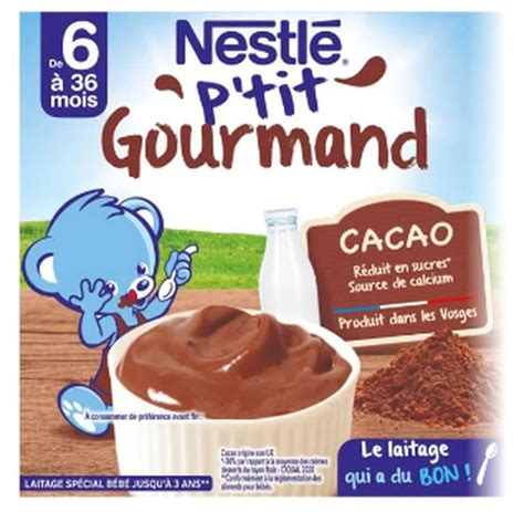 P tit gourmand au cacao de 6 à 36 mois Nestlé 4 x 100 g La Belle