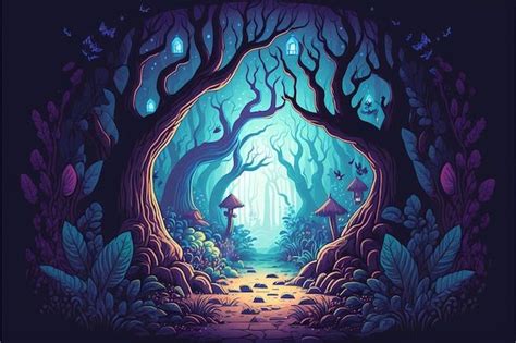 Mystical Forest Illustration: Premium Photo