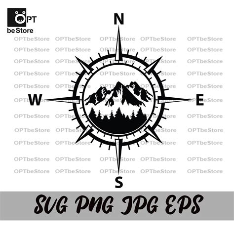 Mountains And Trees Compass Svgcamper Compass Svg Nature And Etsy