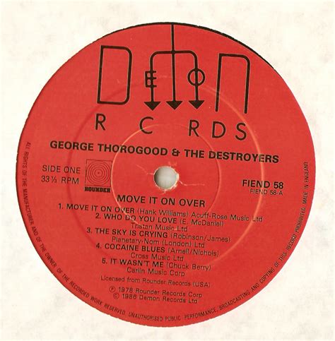 George Thorogood And The Destroyers Move It On Over 1986 Vinyl Discogs