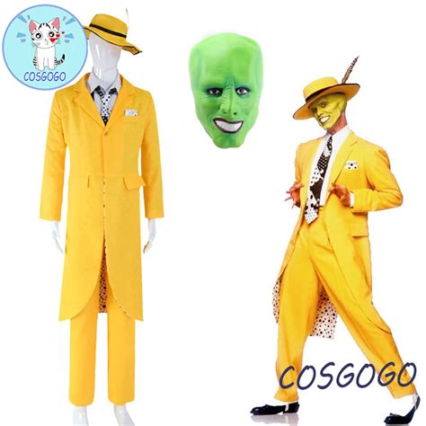 Nova A M Scara Jim Carrey Cosplay Traje Monstro Amarelo Uniforme