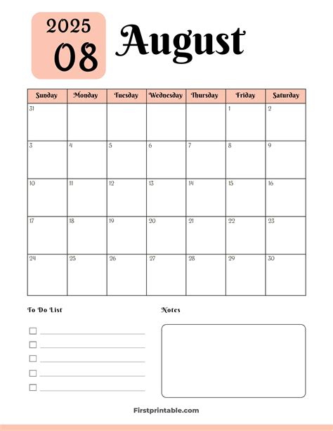 August 2025 Calendars Free Printable And Fillable