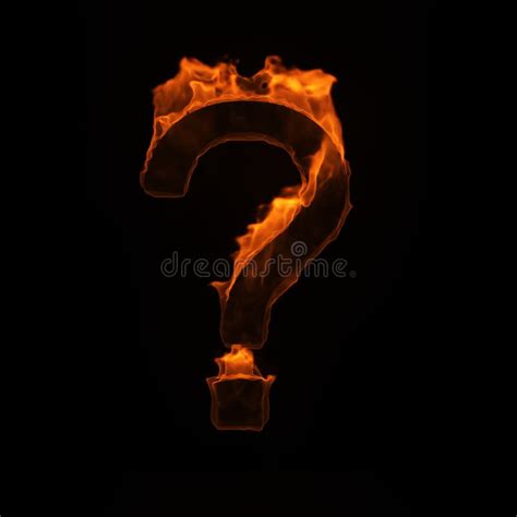 Burning Question Mark Symbol On Black Background Stock Illustration