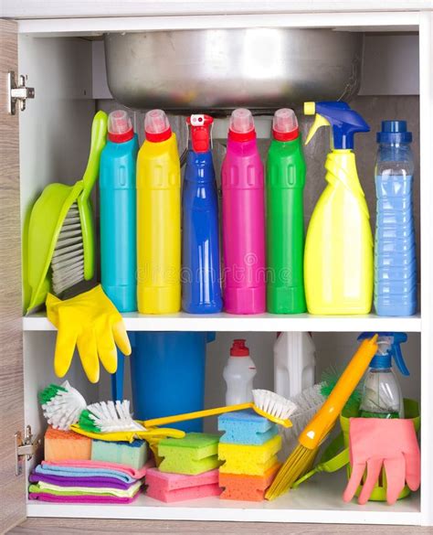 Cleaning Product Storage Space Stock Photo - Image of cloth, cleanup: 99315596