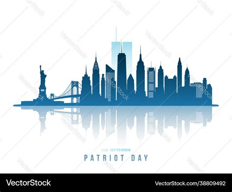 Modern New York City Skyline With Twin Towers Vector Image