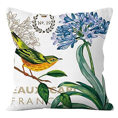 Tongxi Bird And Flower Pattern Decorative Soft Throw Pillow Case