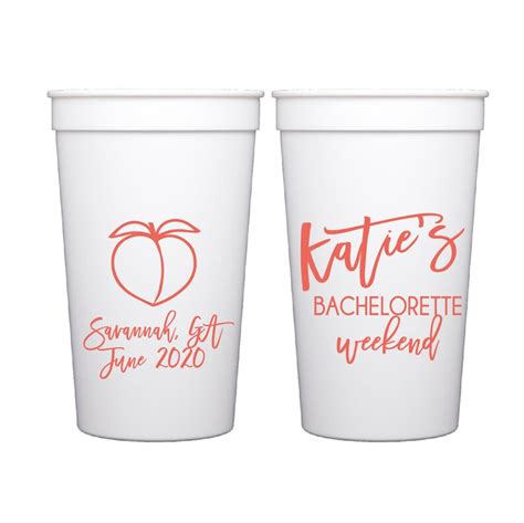 Peach Bachelorette Personalized Stadium Plastic Cups Etsy