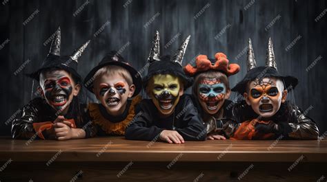 Premium Photo | A group of children dressed up in Halloween costume