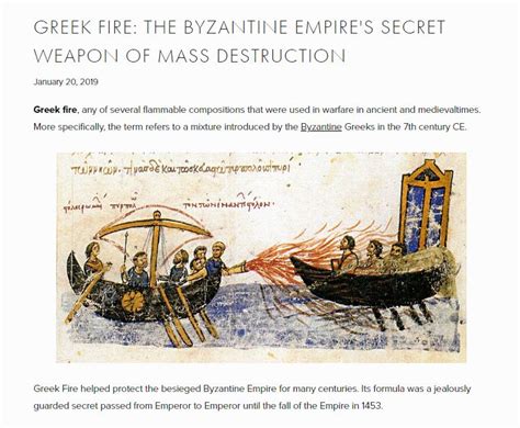 Greek Fire The Byzantine Empires Secret Weapon Of Mass Destruction