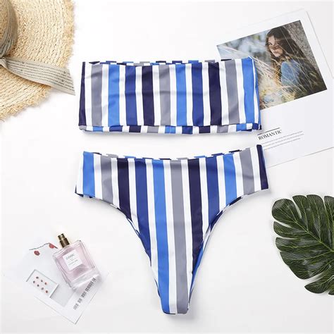 Patchwork Bikini Set Swimwear Women Striped Swimsuit Sexy Bikinis