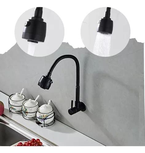 Grifo De Pared Flexible Gourmet Para Cocina Ducha Metal Color Negro