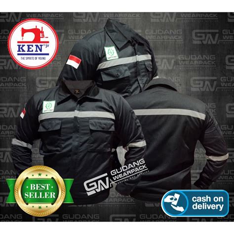 Jual Wearpack Safety Atasan Hitam Polos Kemeja Safety Baju Kerja