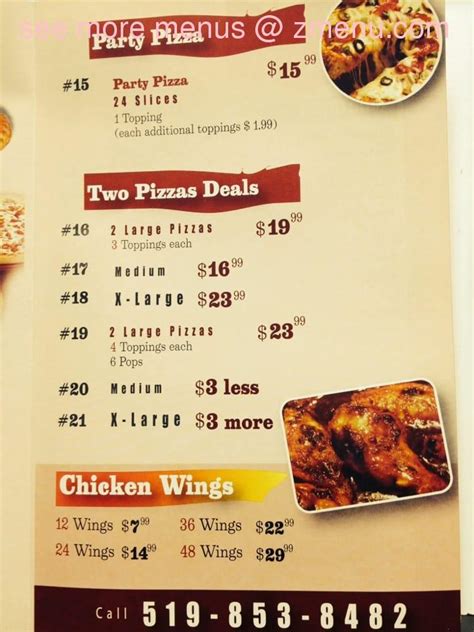 Menu at The Pizza Hub pizzeria, Acton, 11 Main St S