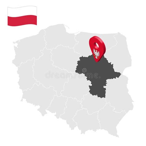 Location of Mazovia on Map Poland. 3d Location Sign Similar To the Flag ...