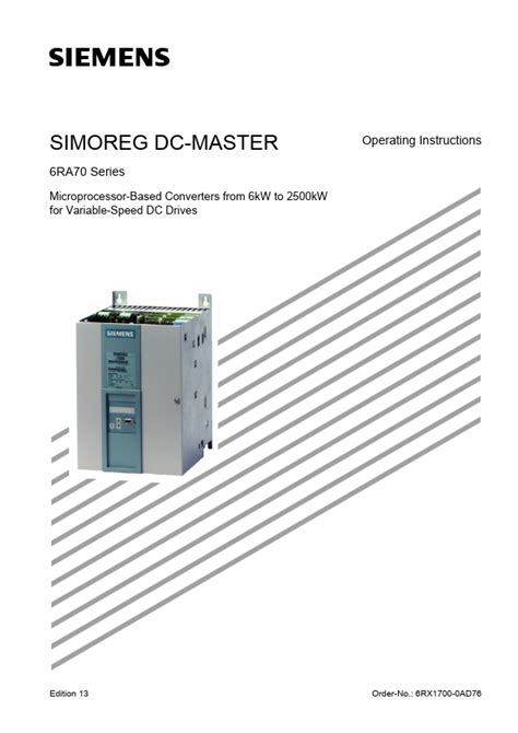 6RA7075 6DV62 0 Datasheet DC MASTER Operating Instructions