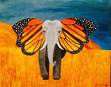 Large Elephant Butterfly Acrilic Painting Monarch Ears - Etsy