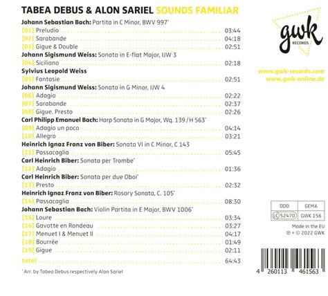 Tabea Debus Alon Sariel Sounds Familiar CD Jpc