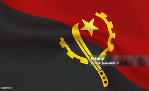 background republic  angola flag  folds tricolour banner pennant