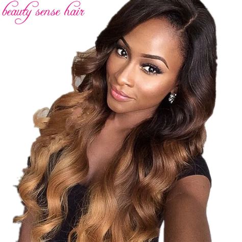 Popular Two Tone Color 1b 6 Ombre Full Lace Wigs Virgin Super Wavy