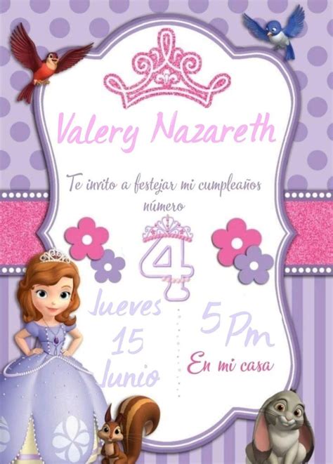 Valery Nazareth Jueves 15 Junio 5 Pm Invitaciones Princesa Sofia